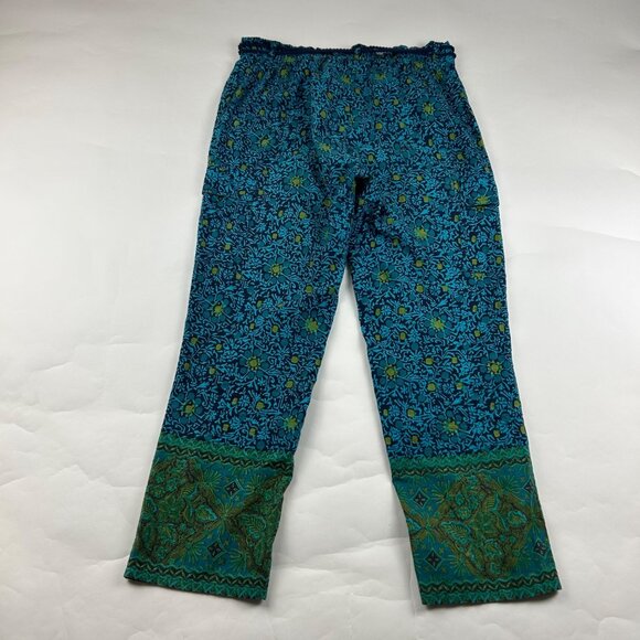 Sundance Turquoise Print Lightweight Cotton Slim Leg Cargo Lounge Pant S - Picture 6 of 7